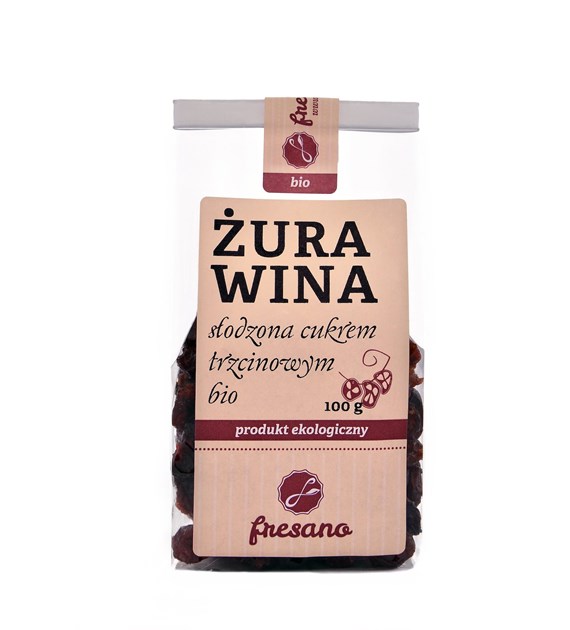 ŻURAWINA SŁODZONA CUKREM TRZCINOWYM BIO 100 g