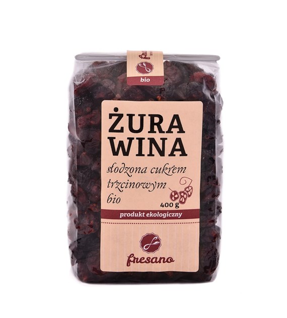ŻURAWINA SŁODZONA CUKREM TRZCINOWYM BIO 400 g