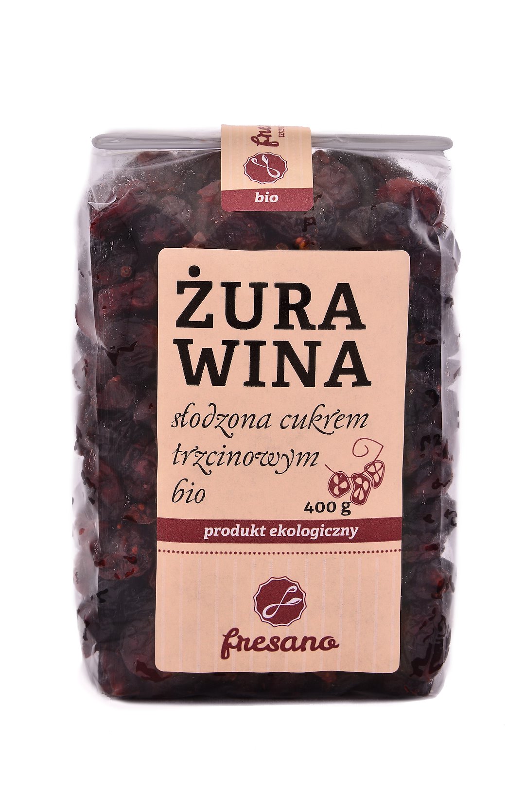 Żurawina Słodzona Cukrem Trzcinowym Bio 400 G